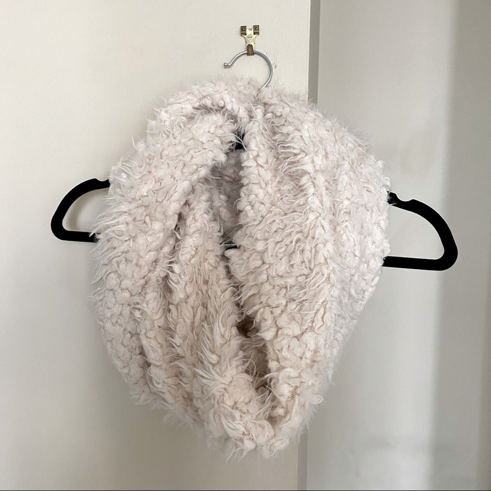 Fuzzy white infinity scarf